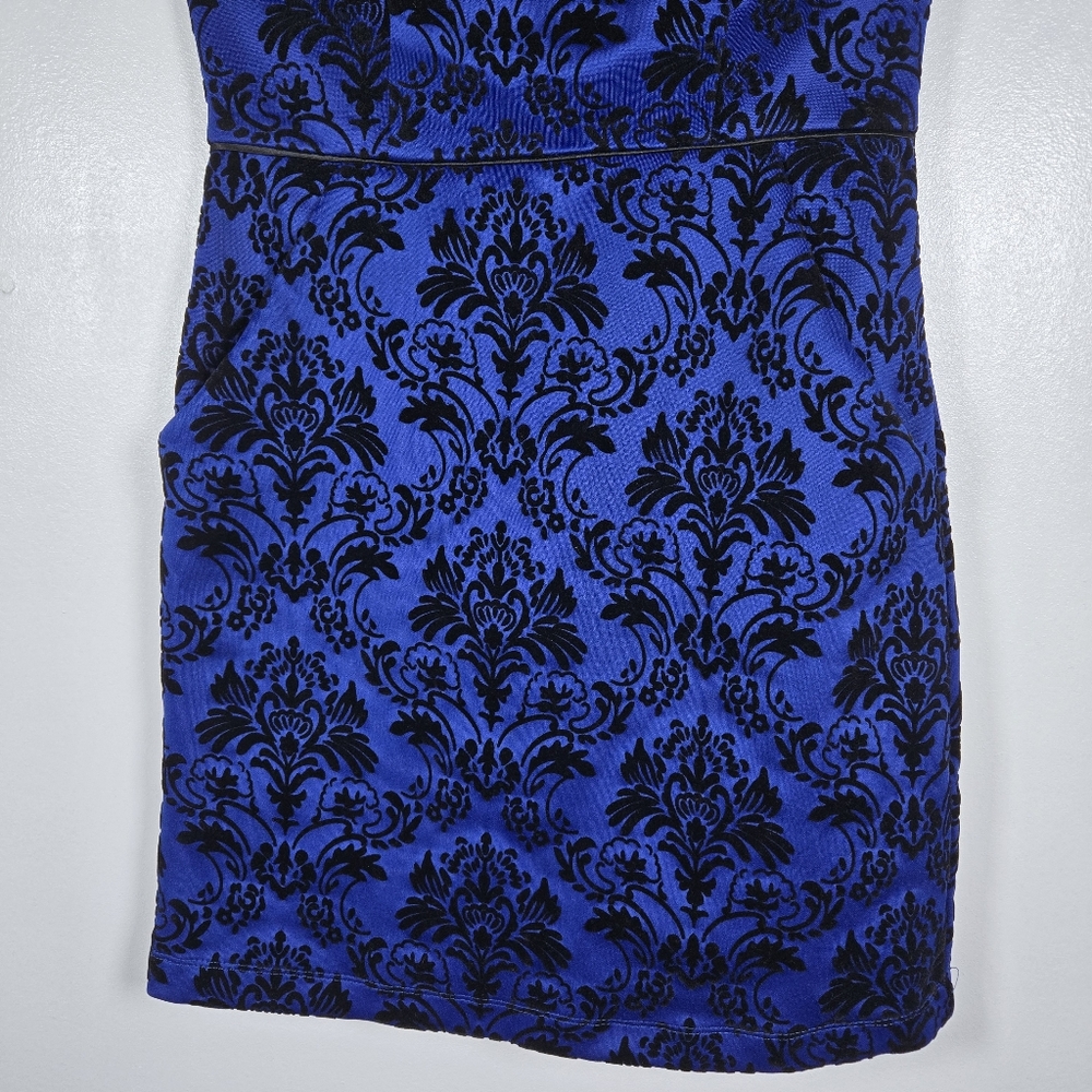 Teeze Me Royal Blue Black Velvet Strapless Sexy Cocktail Mini Dress Juniors 1/2 - Picture 5 of 12